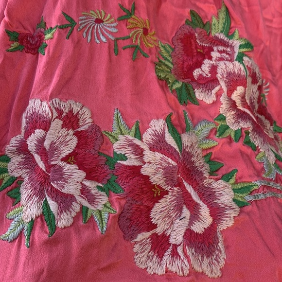 JOHNNY WAS Mixed Silk Print Floral Embroidered V-Neck Dress S - Picture 7 of 10